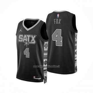 Maglia San Antonio Spurs Deaaron fox No 4 Statement 2024-25 Nero